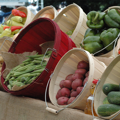 photo of baskets of vegetables