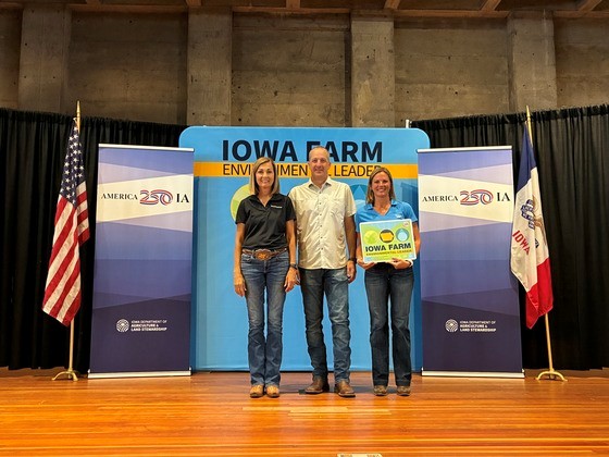 Gov. Reynolds, Secretary Naig and Director Lyon at the 2026 IFELA ceremony