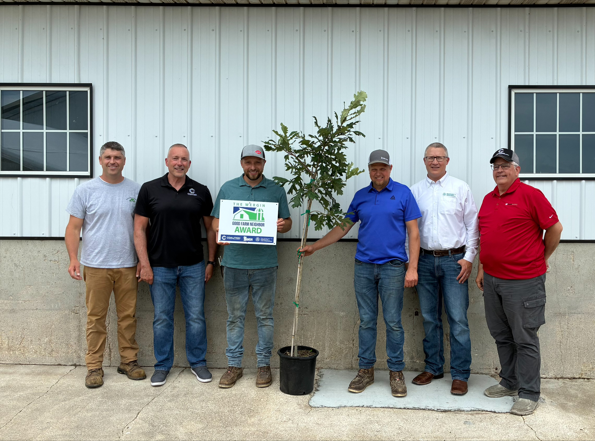 Alex Frazier with Frazier Nursery, Brian Waddingham, Executive Director of the Coalition to Support Iowa Farmers, Austin Troyer, Merlin Troyer, Iowa Deputy Secretary of Agriculture Grant Menke and Bob Quinn, Host of The Big Show.